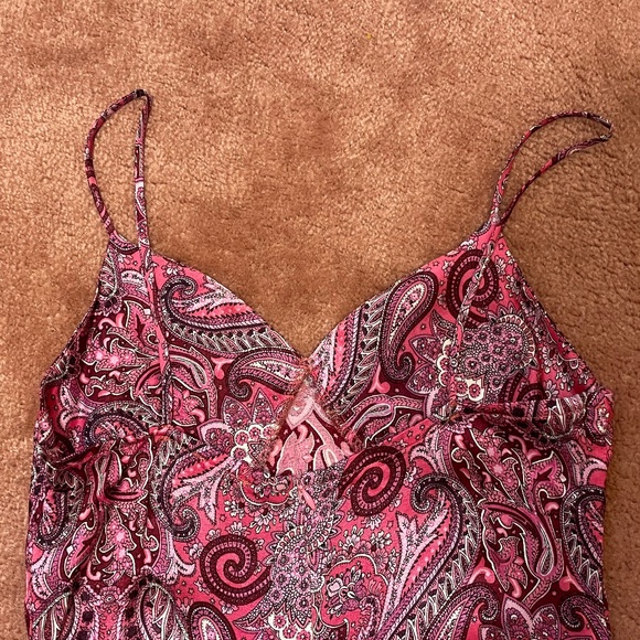 Women's slip dress pink fuchsia paisley French style fashion size 2 - Picture 8 of 9